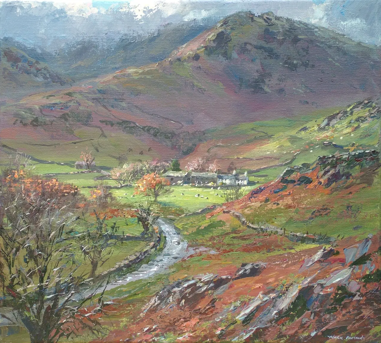 Mark Preston - november sunlight, fell foot farm, lake district